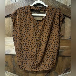 Shein Womens Brown and Black Dot Shirt Short Sleeve Size X Large